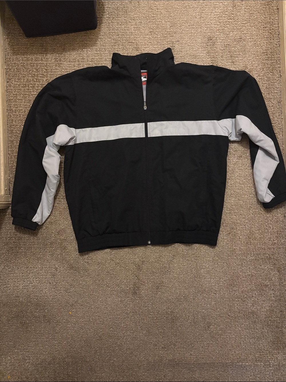 Simply for Sports Men’s Large Black Mesh Lined Track Jacket Full Zip Windbreaker